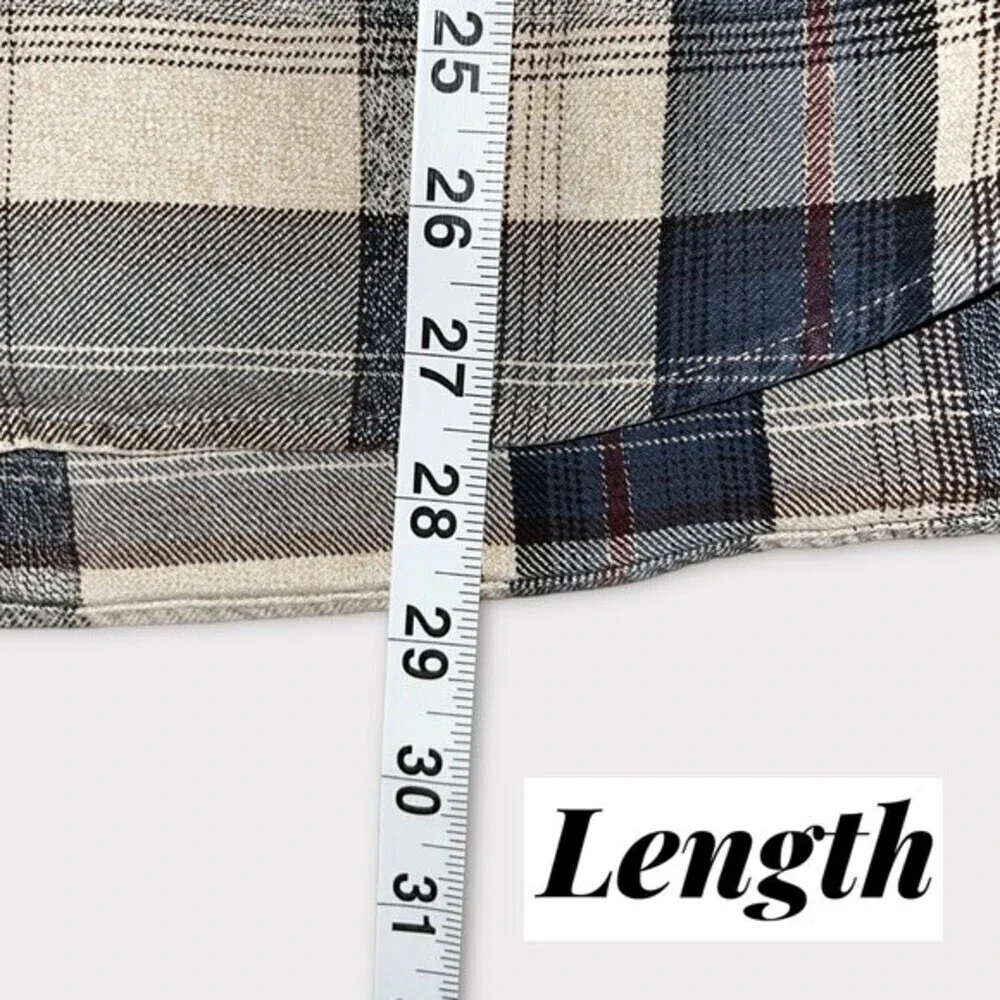 Cabela’s Plaid Button Down Shirt Beige Long Sleeve Flannel Cotton Mens Large